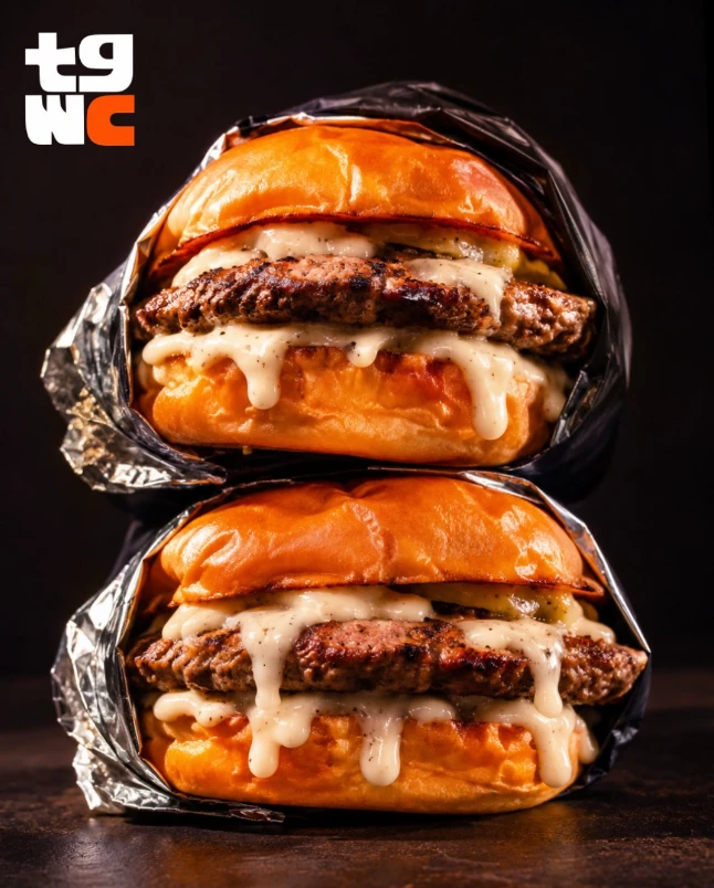 TGWC double stack gourmet burger, commercial photography